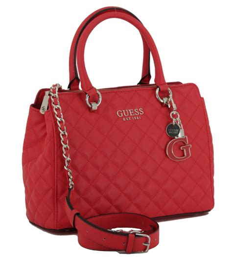 guess tasche rot samt